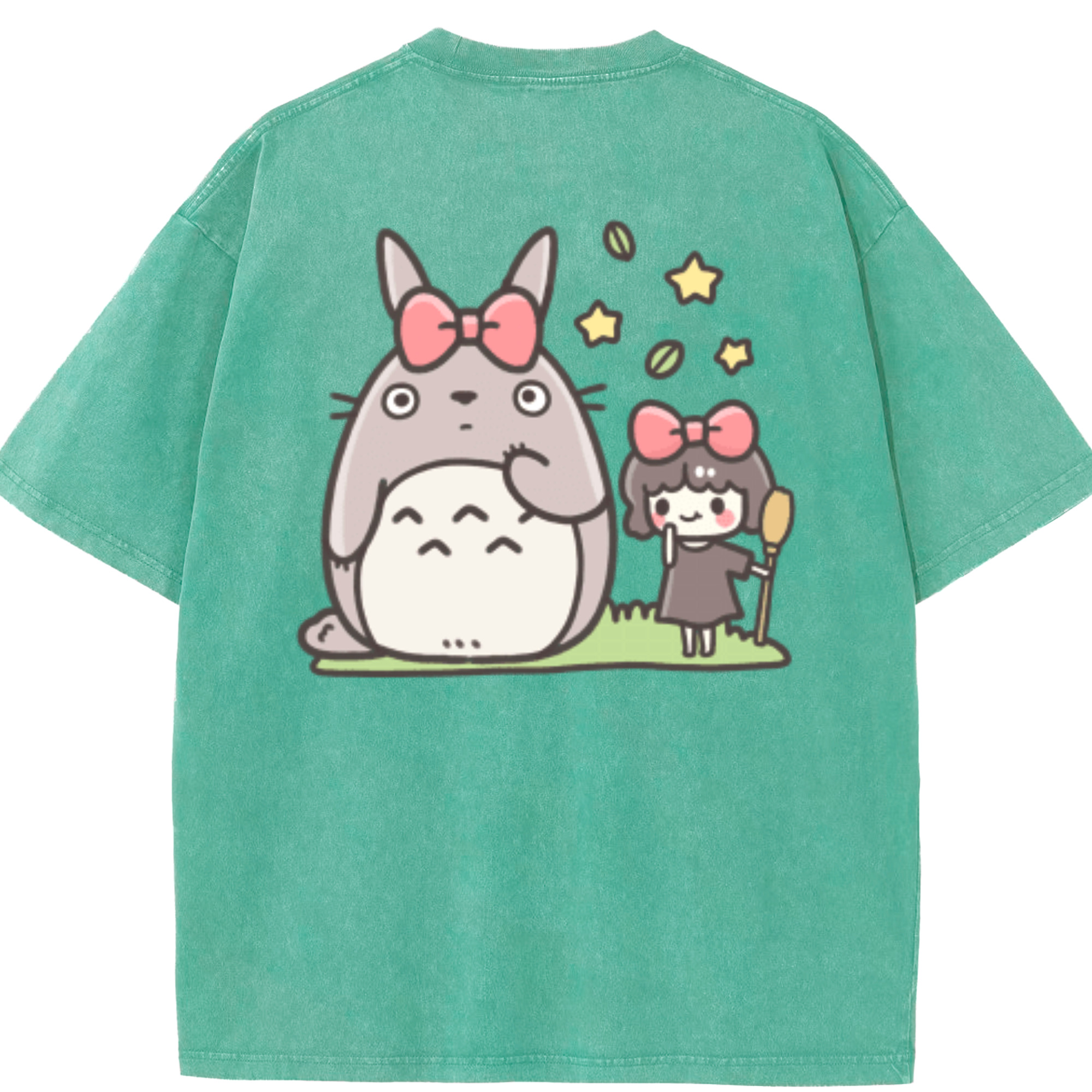 （画像用） となりのトトロ 草壁メイ 草壁サツキ My Neighbor Totoro Satsuki Kusakabe Mei Kusakabe 綿100% ヴィンテージ風 半袖Tシャツ（背面プリント）